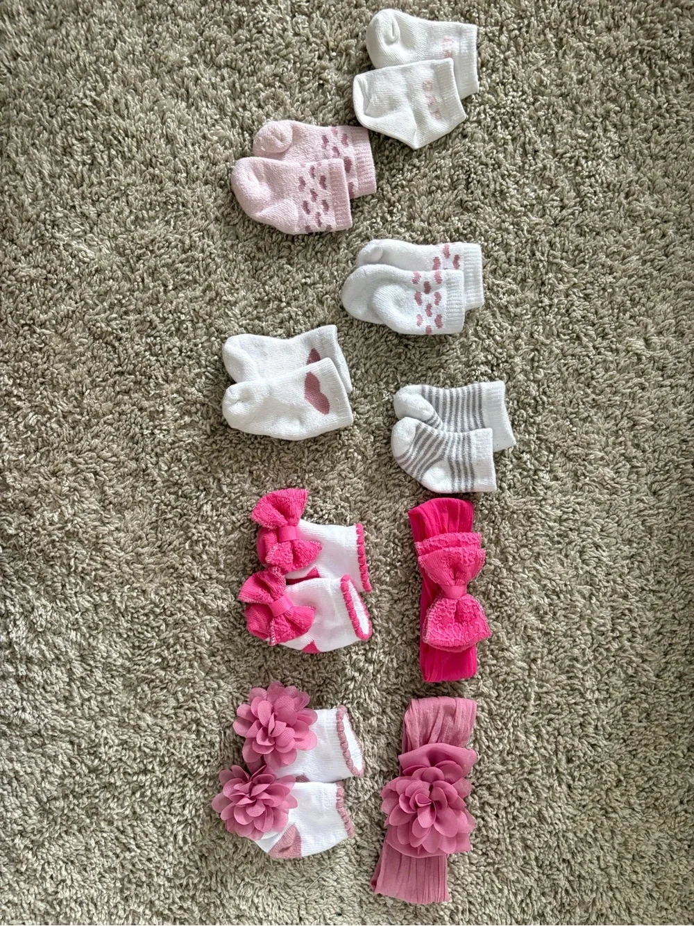 Baby Girls Pink and White Sock & Headband Set all for one price